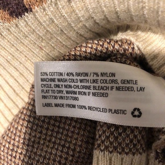 A New Day Leopard Print Crewneck Pullover Sweater XS Cotton Tan Brown Womens - Picture 4 of 4